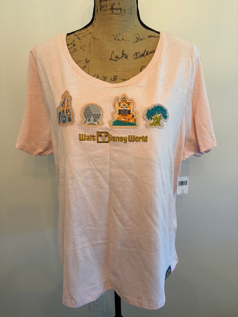 Pink Disney Parks Icons Shirt Walt Disney World Resort Women’s Size XL